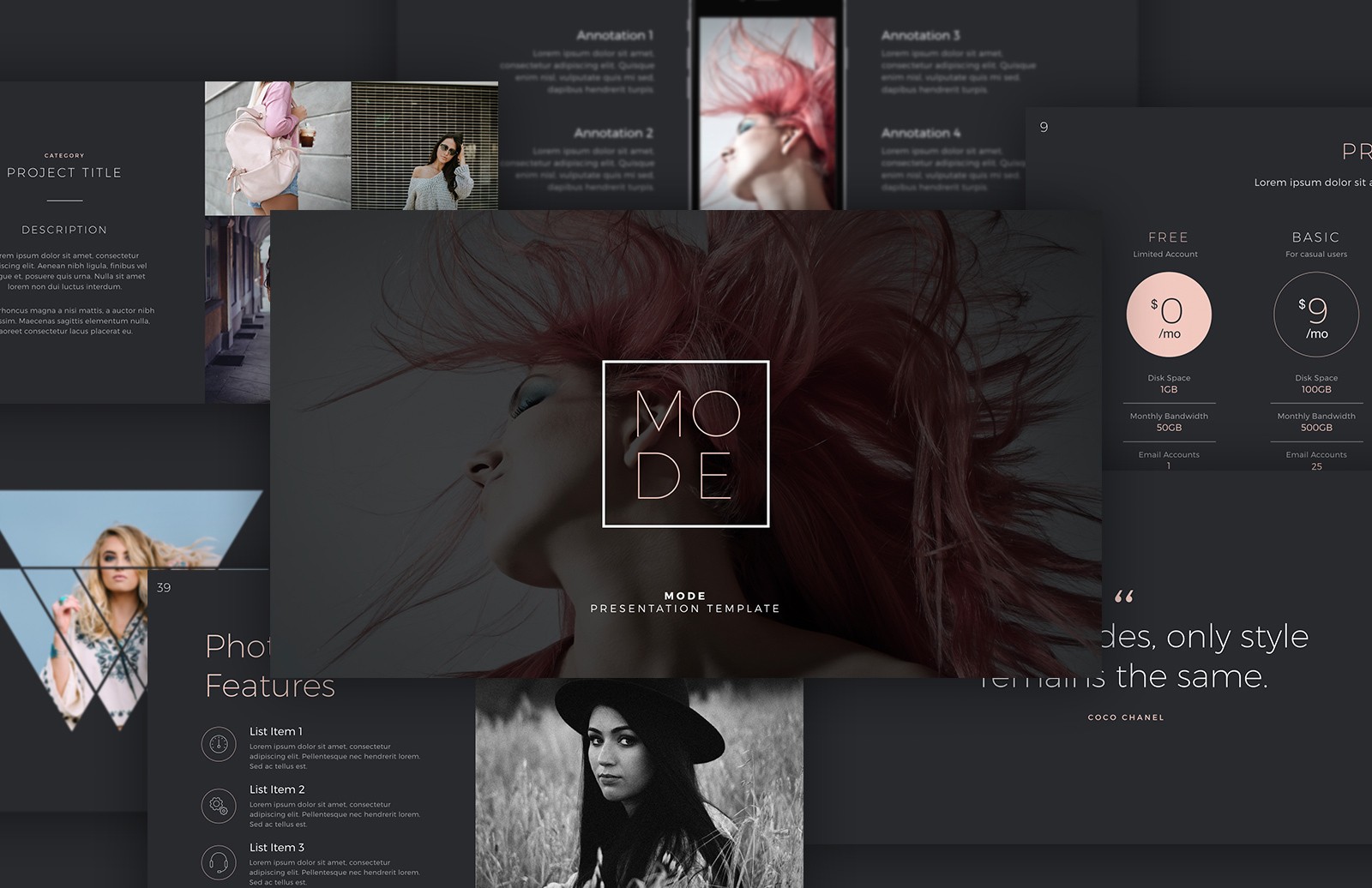 时尚主题 PPT&Keynote 幻灯片模板 Mode Keynote Presentation Template插图