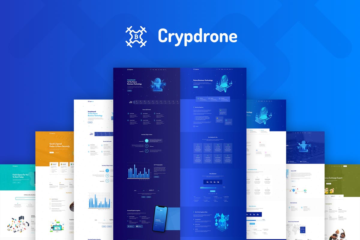 数字货币加密货币比特币主题网站HTML模板素材库精选 Crypdrone – Multipurpose Tech HTML Template插图