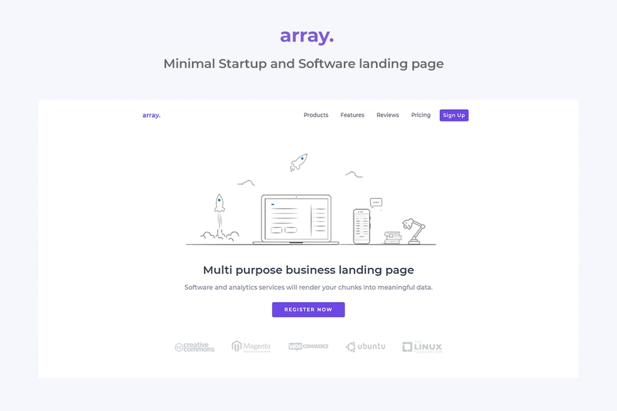 极简主义网站着陆页设计HTML模板素材库精选 Array Minimal Landing Page Template插图