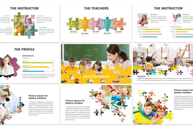 益智拼图教育PPT幻灯片模板素材 Puzzle – Education Powerpoint Template插图(2)