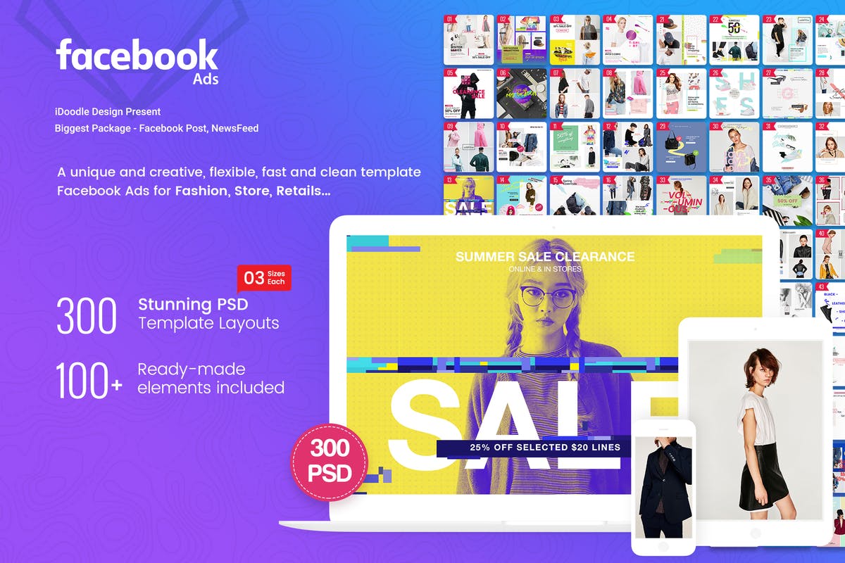 社交媒体素材库精选广告模板合集 Fashion Facebook Post , NewsFeed – 300 PSD插图