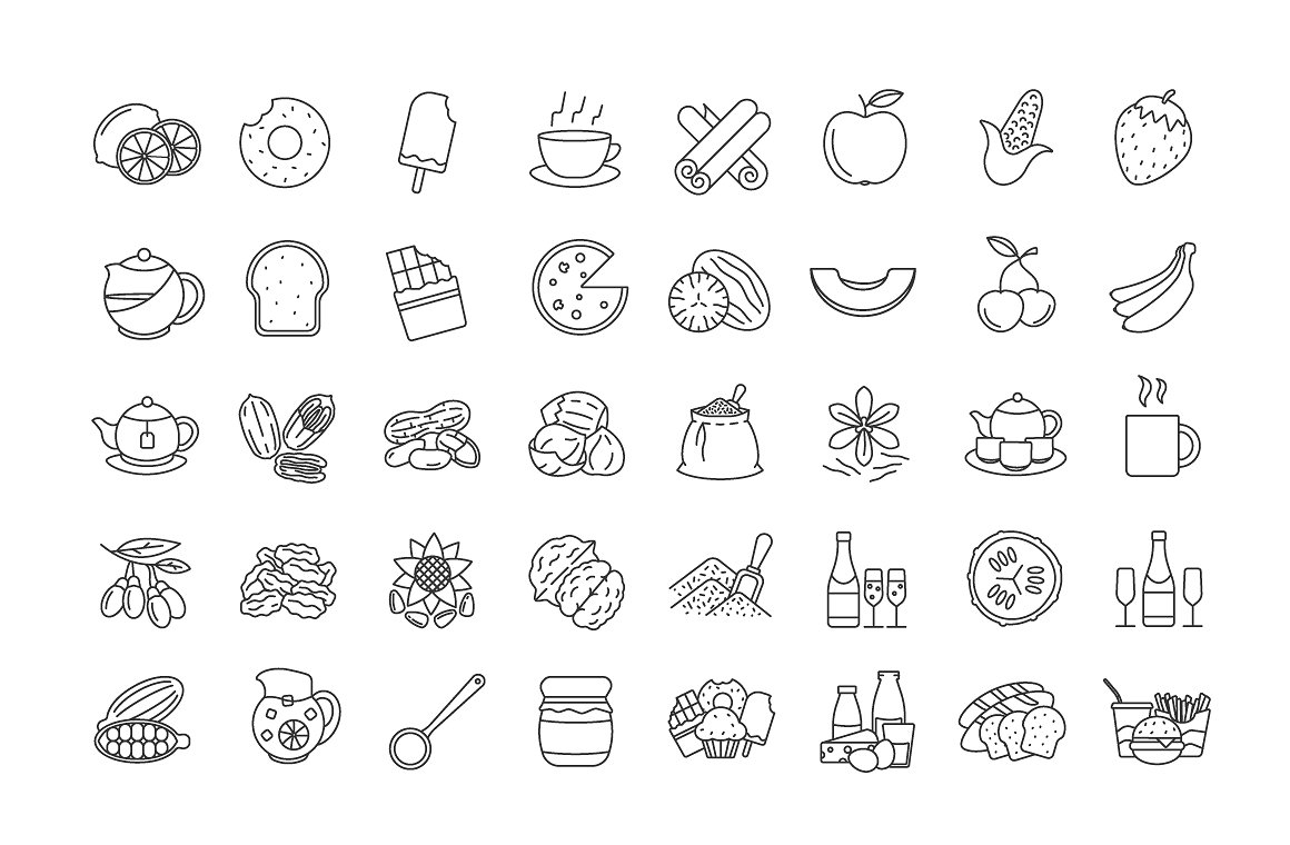 225+食物类线性矢量图标打包下载[eps,ai,svg,png]插图(6)