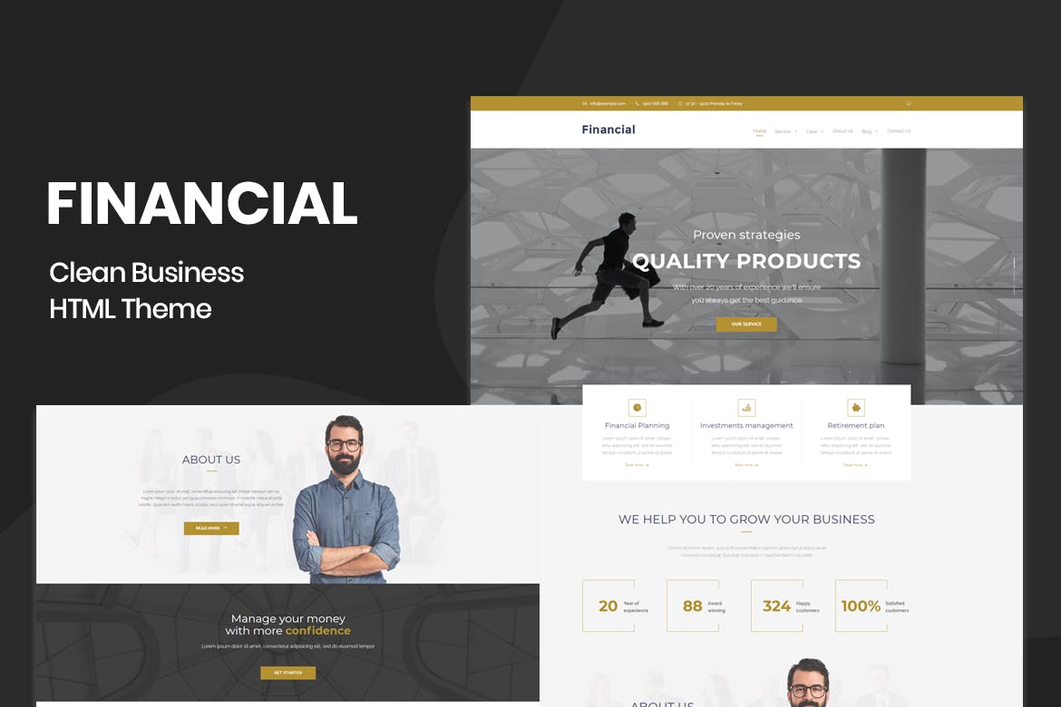 简约金融理财主题网站HTML模板素材库精选 Financial – Clean Business HTML Template插图(1)