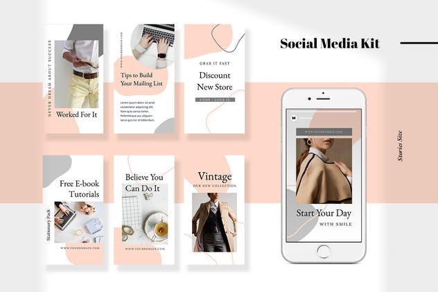 10款简约风格社交媒体新媒体贴图模板素材库精选 Luna – Social Media Kit插图(3)