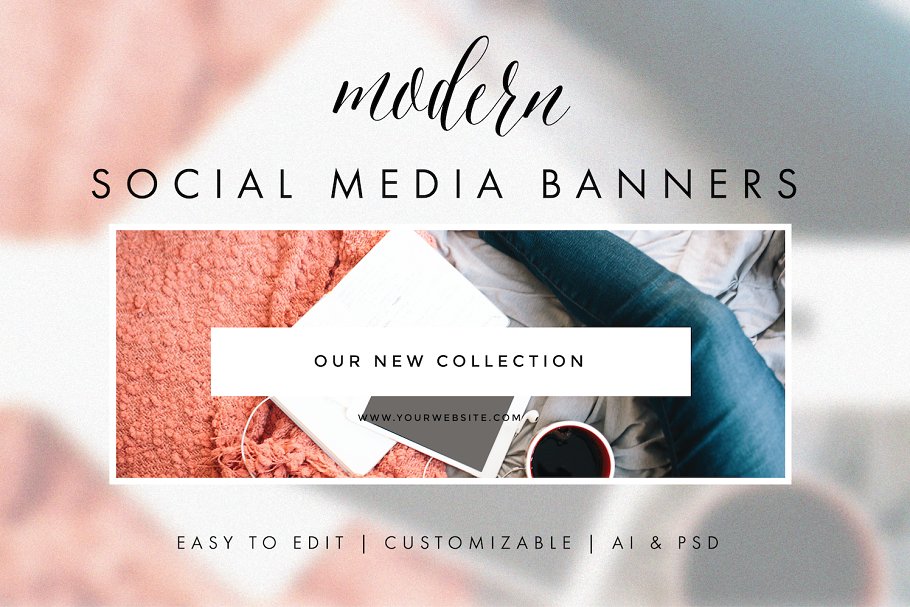 现代社交媒体Banner模板素材库精选 Social Media Banners – Modern插图