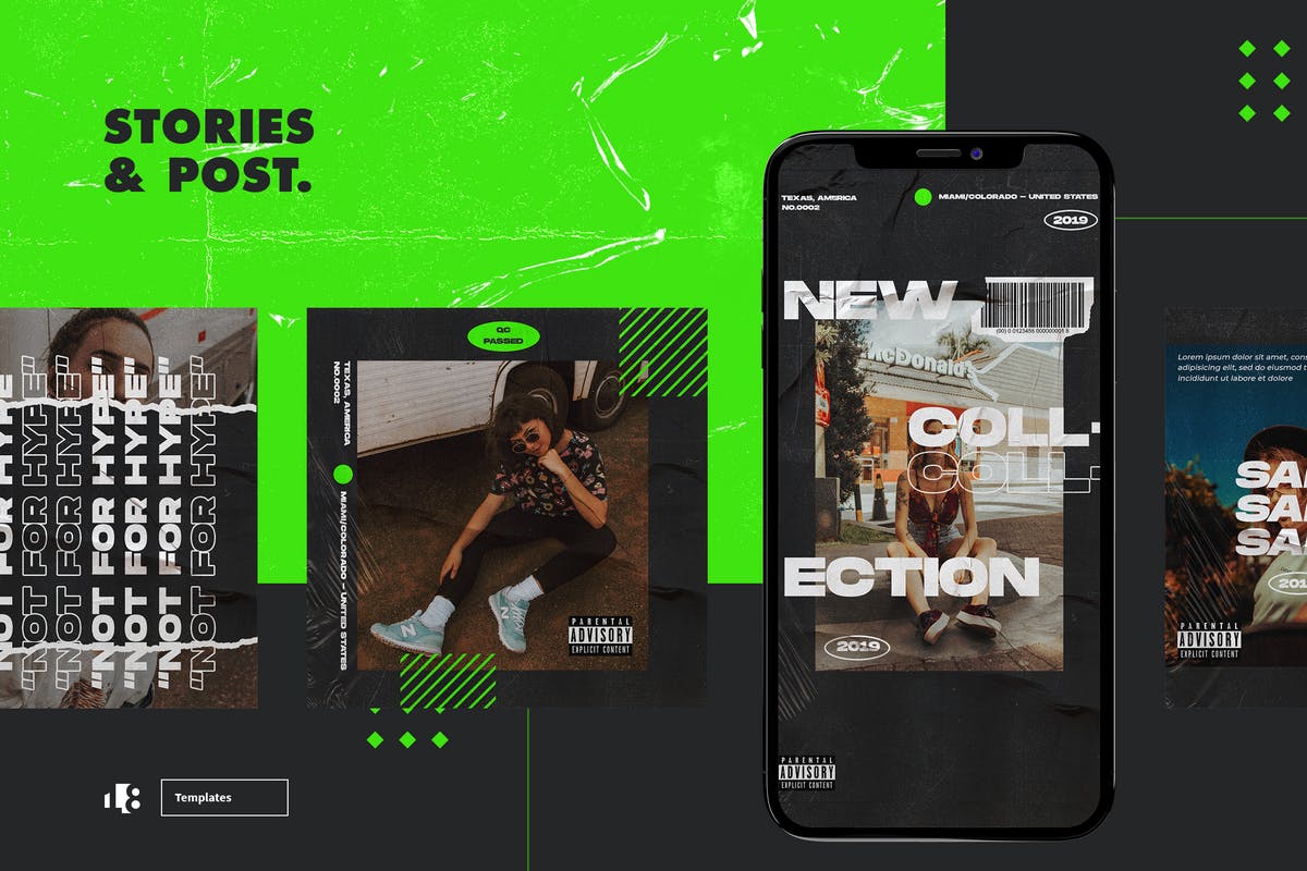 海报张贴效果风格Instagram社交设计模板素材库精选素材 Instagram Template插图(2)
