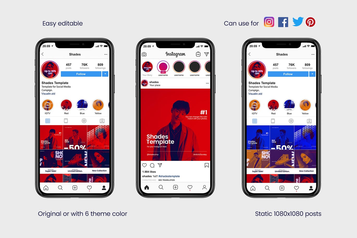 产品&网站社交媒体推广设计模板素材库精选 Shades Social Media Template – JJ插图(5)