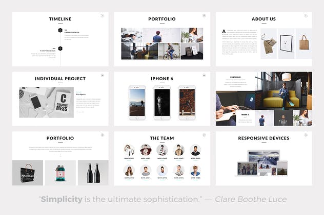 简约时尚风格企业/工作室/团队介绍PPT演示文稿模板 Rivka Minimal PowerPoint Template插图(3)