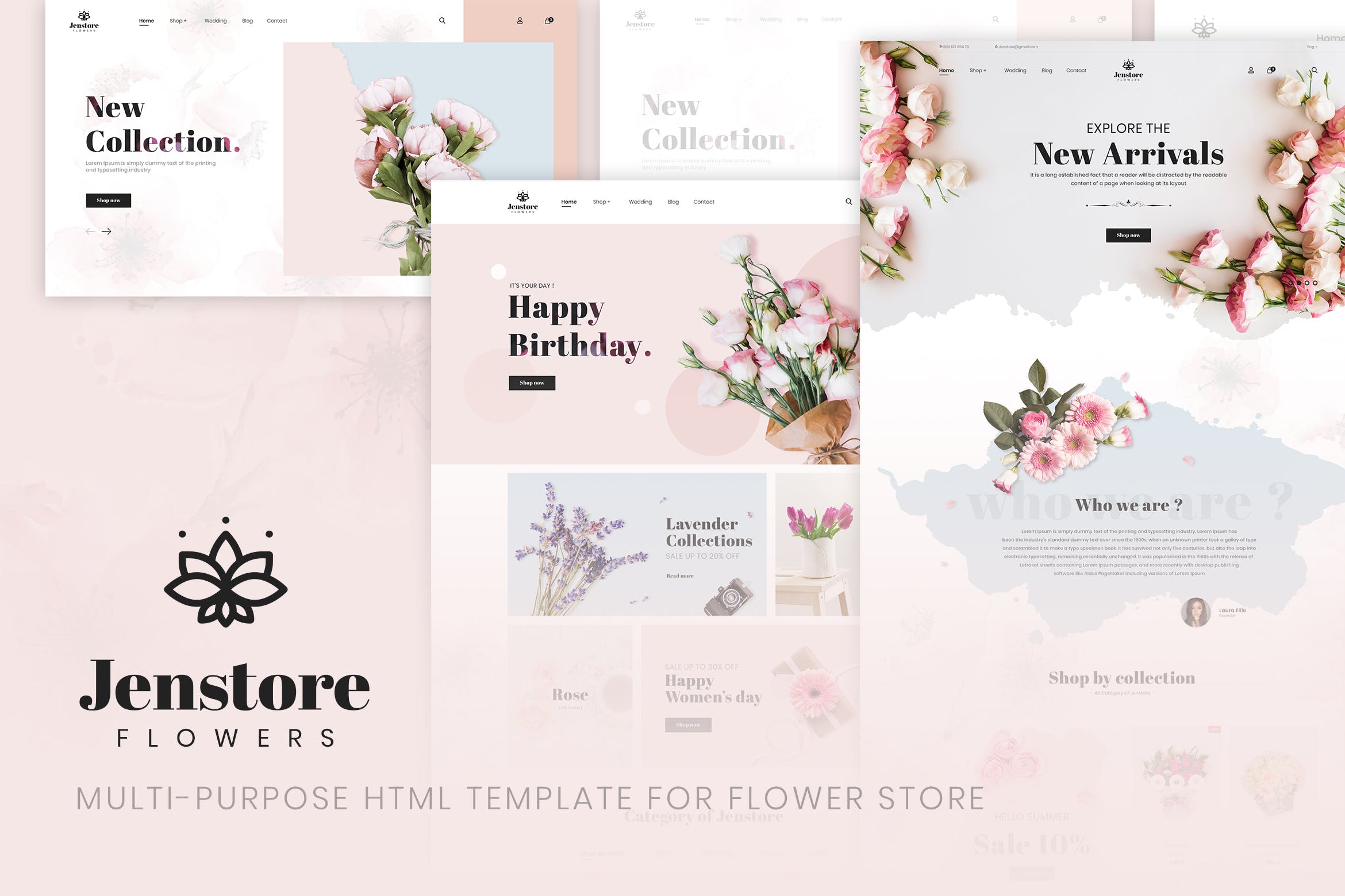 鲜花预订网上商城HTML模板素材库精选下载 JenStore |  Flower Store HTML Template插图