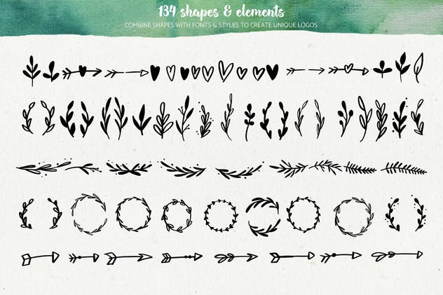 预制水彩设计风格品牌Logo设计模板集 Premade watercolor logo creator kit插图(7)