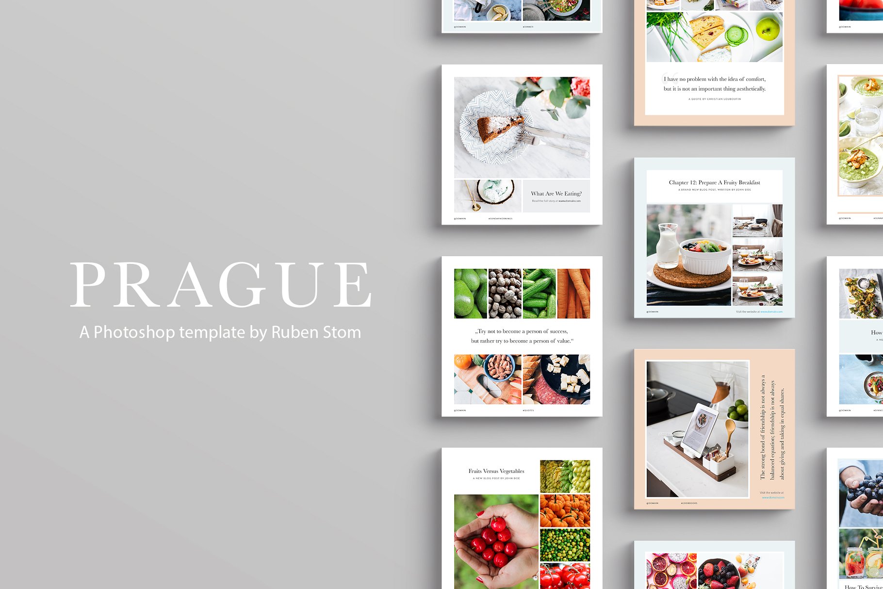 美食主题社交媒体贴图模板素材库精选 Prague Social Media Templates插图