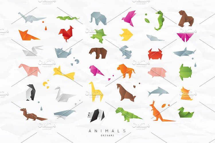 小动物折纸矢量图标 Animals Origami插图(4)