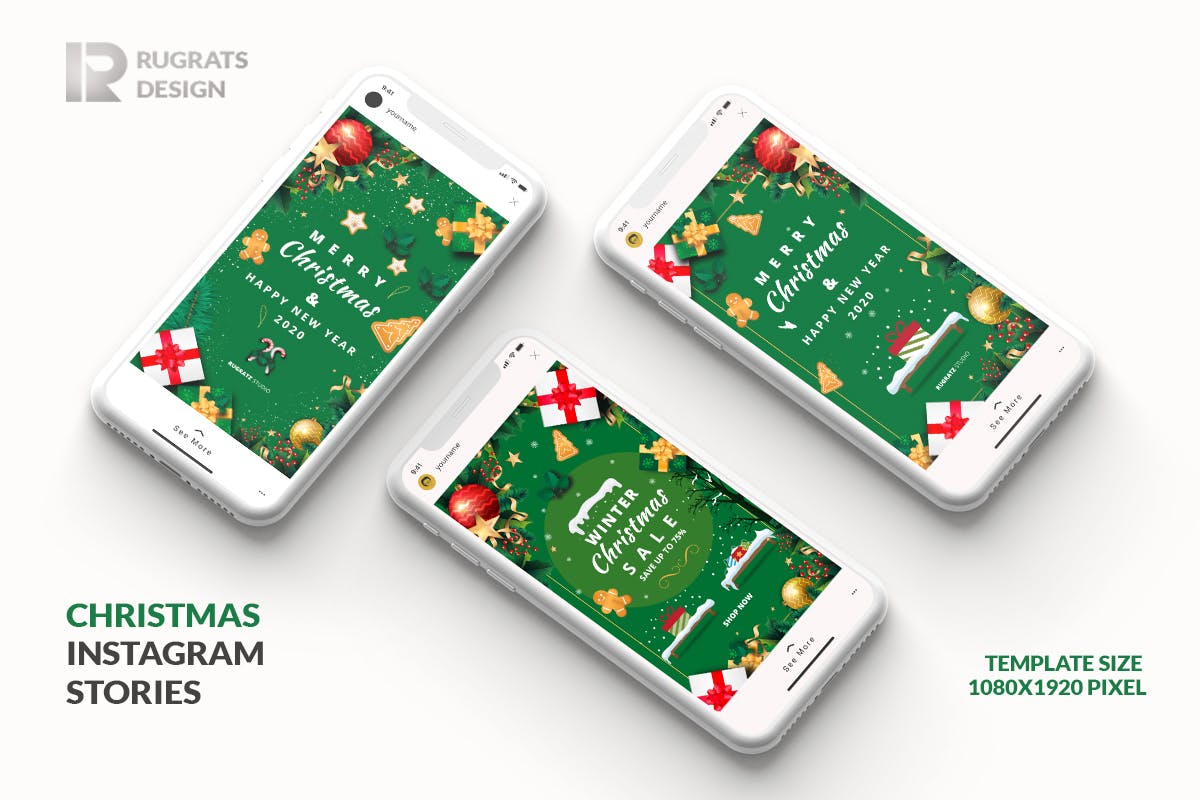 圣诞节主题品牌推广Instagram社交设计素材 Christmas R1 Instagram Story Template插图