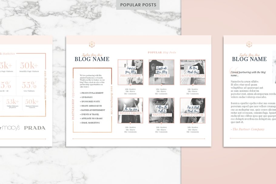 玫瑰金主题的博客媒体工具包 ROSE GOLD | Blog Media Kit插图(4)