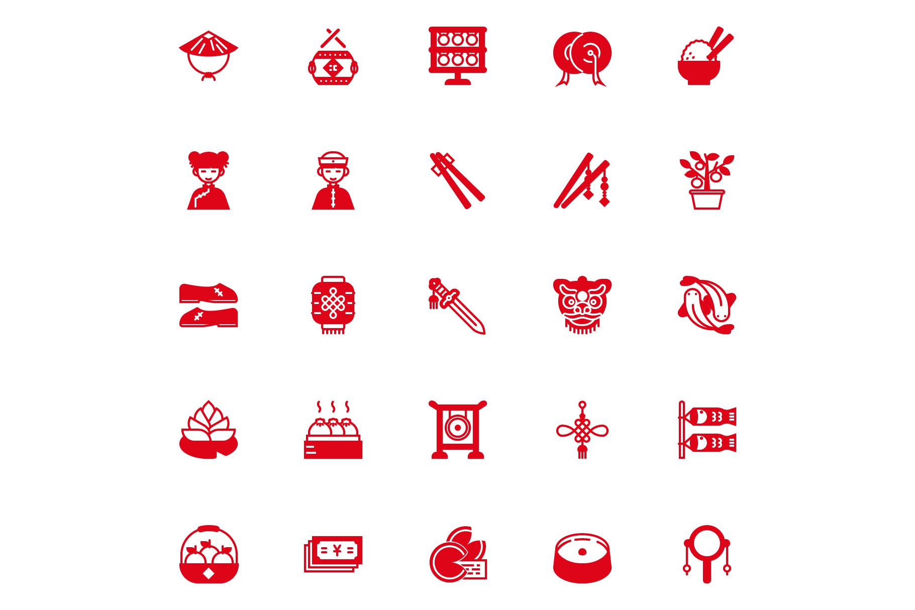 25枚中国新年主题矢量符号图标v2 Chinese New Year Glyph插图(3)