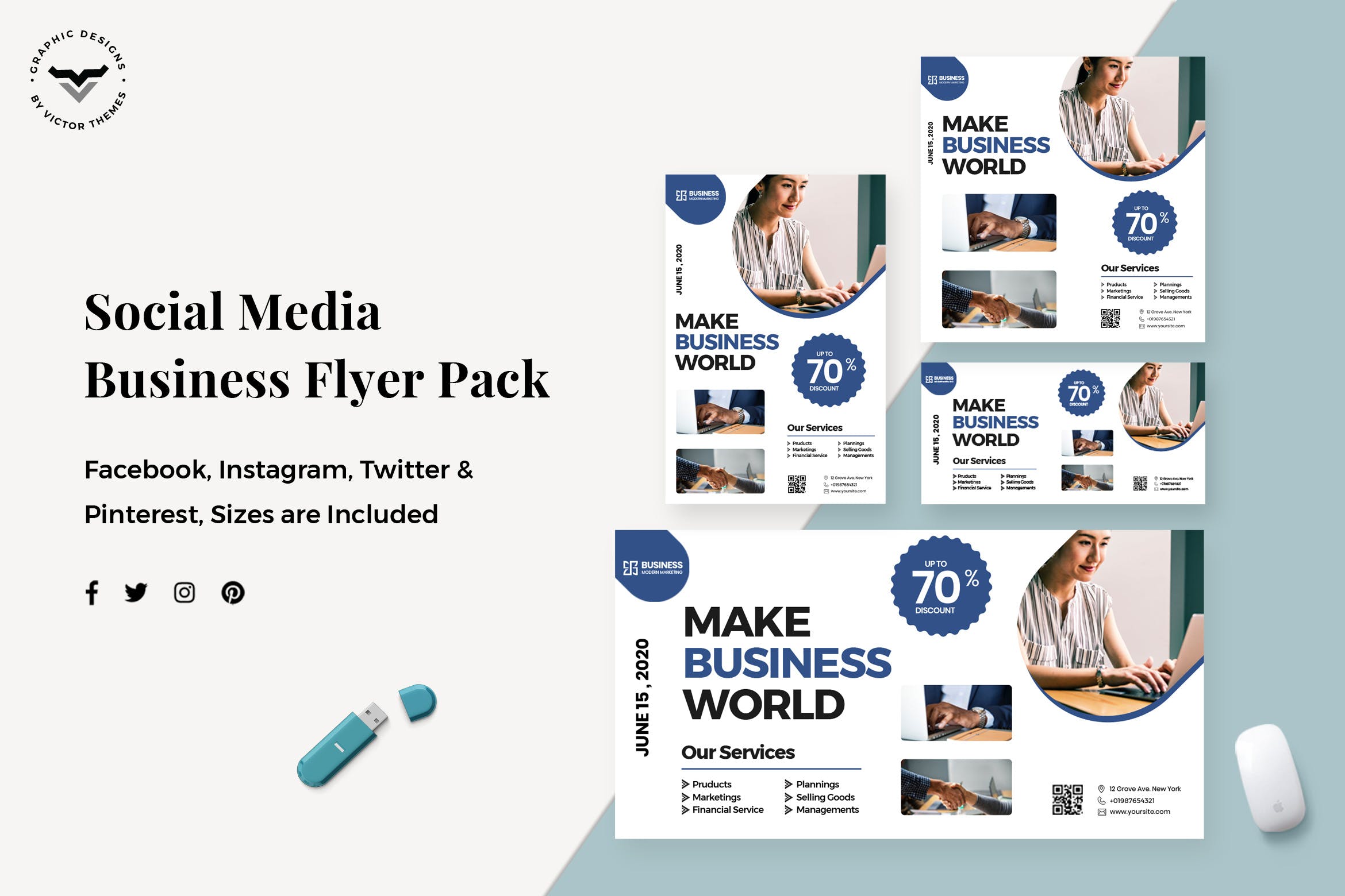 企业社交宣传推广设计素材包 Business Social Media Template插图