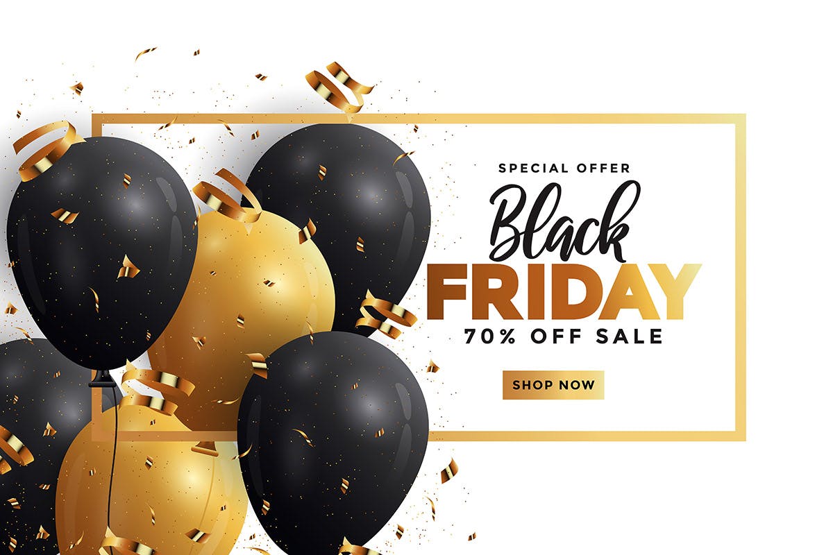黒五电商折扣活动Banner设计模板 Black Friday sale banner插图(1)