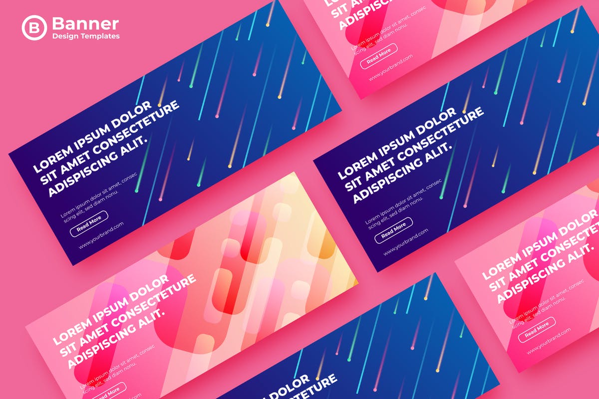 抽象彩色流星雨背景广告Banner设计模板 SRTP Banners Template.04插图