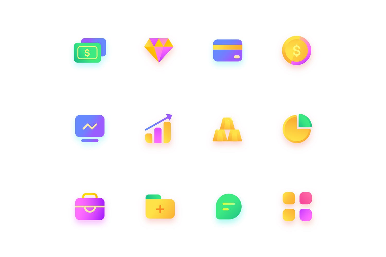 金融/钱包/银行主题彩色矢量素材库精选图标 Colorful Finance, wallet, bank, Illustration Icons插图(1)