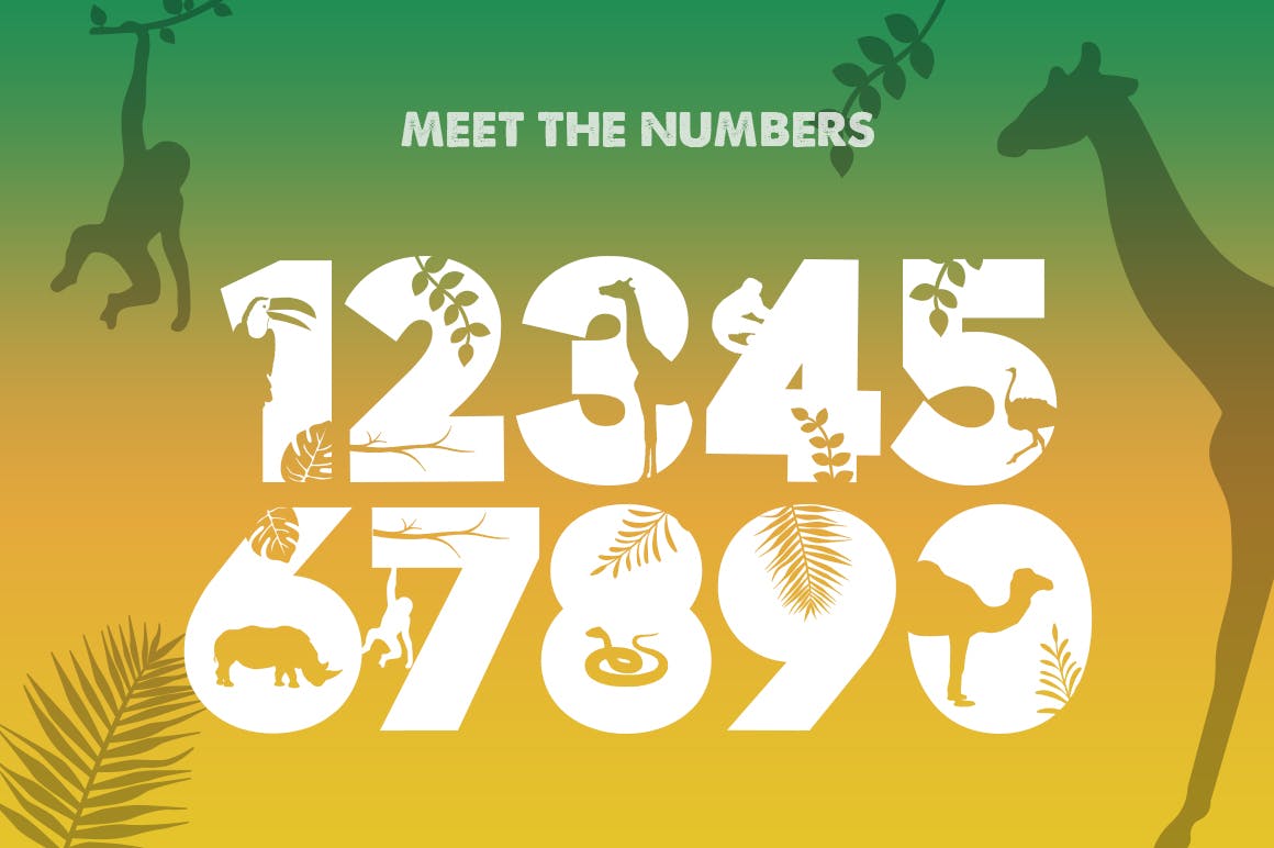 野生动物剪影创意设计英文装饰字体素材库精选 Safari Silhouette Font插图(2)