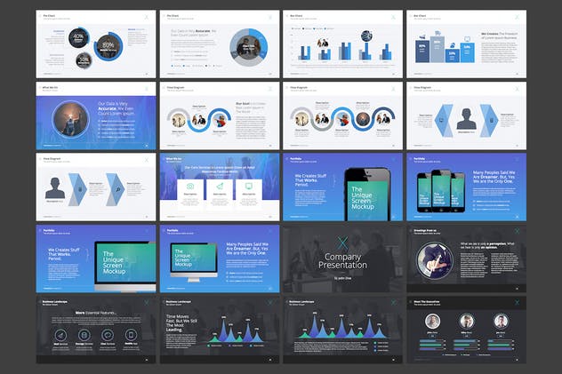 十分适合数据分析演示的多图表PPT幻灯片设计模板 X Note (VOL.02) – Powerpoint Template插图(4)