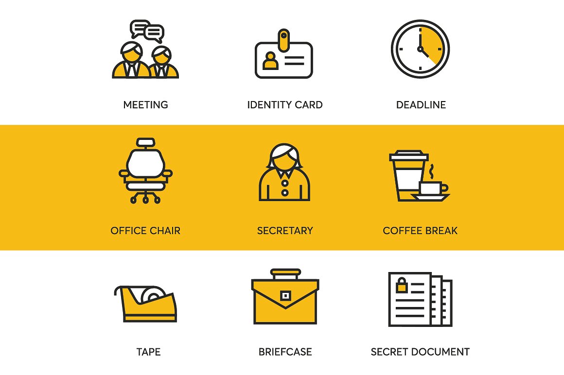 48枚办公类图标（Ai, EPS, PNG, SVG, PSD 多格式）插图(3)