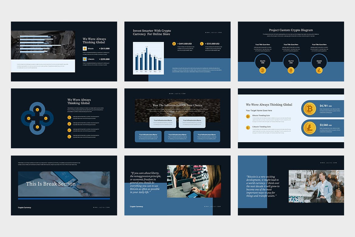 加密货币/区块链业务介绍素材库精选PPT模板 Juzia : Crypto Currency Business Powerpoint插图(9)