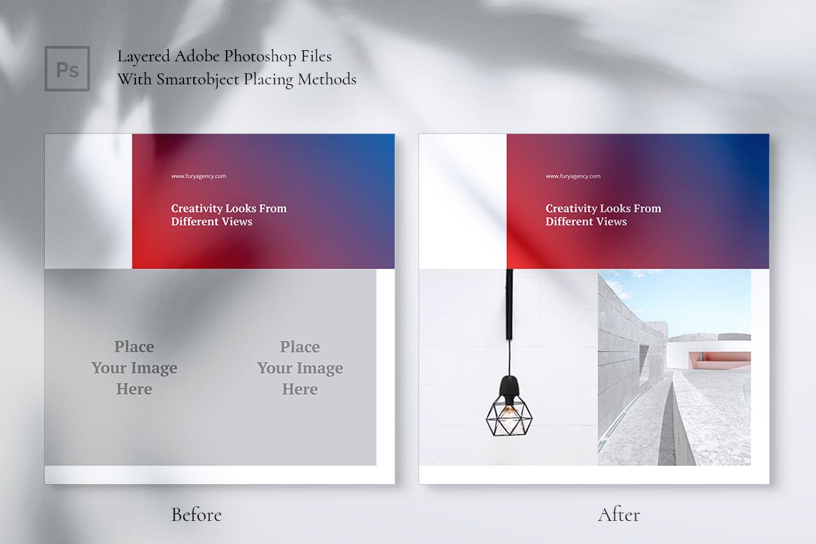 创意代理公司Instagram&Facebook文章贴图设计模板素材库精选 FURY Creative Agency Instagram & Facebook Post插图(3)