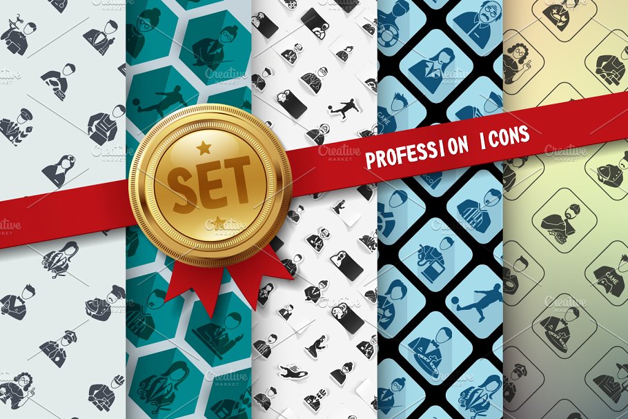 各行各业职业人物肖像icon图标下载 Set of professions icons插图