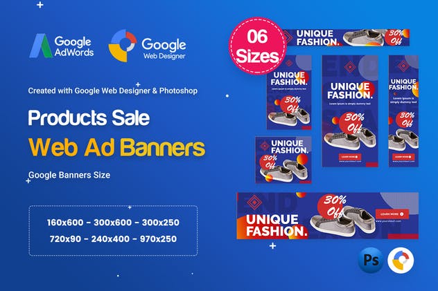 符合谷歌广告尺寸标准的产品促销Banner素材库精选广告模板 Product Sale Banners HTML5 D51 Ad – GWD & PSD插图(1)