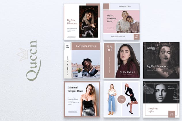 新媒体社交媒体促销广告模板素材库精选 QUEEN Social Media Post插图(4)