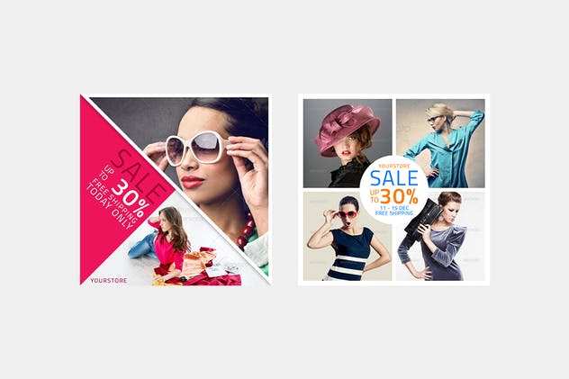 服装销售社交广告促销方形设计模板素材库精选 Square Promotional Template插图(5)