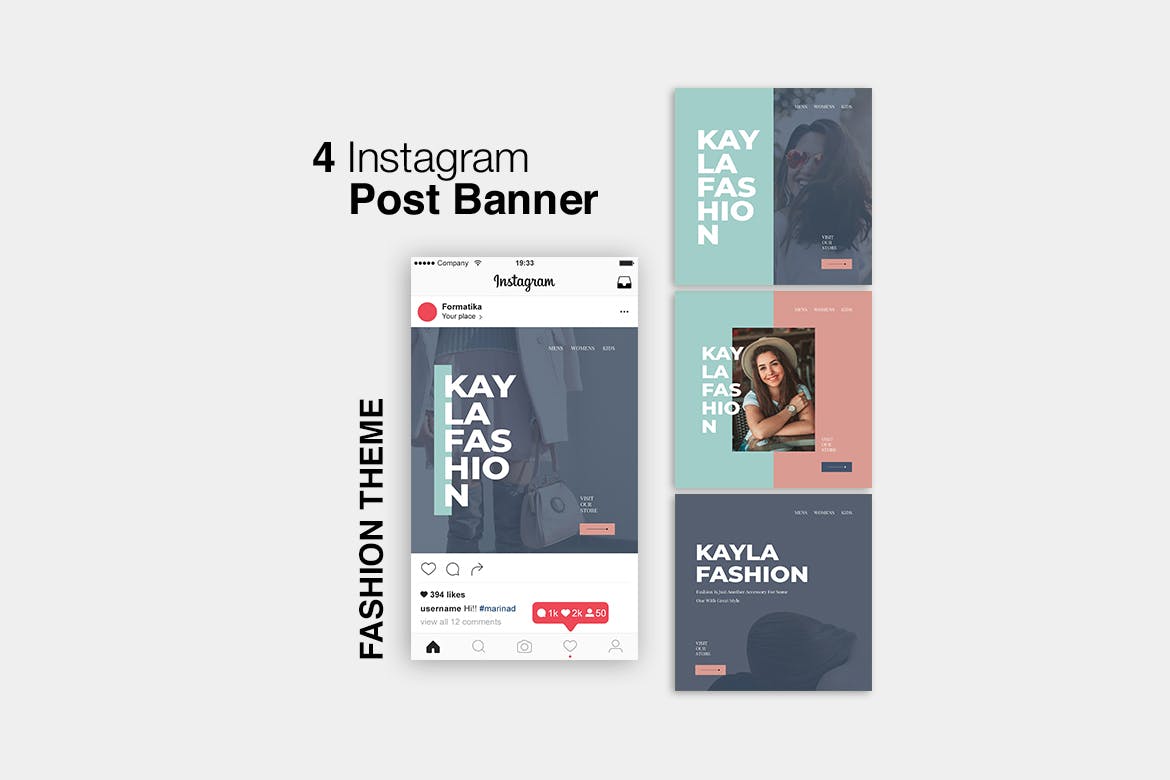 Instagram社交网站推广贴图设计模板素材库精选素材 Kayla Fashion Instagram Post插图(2)