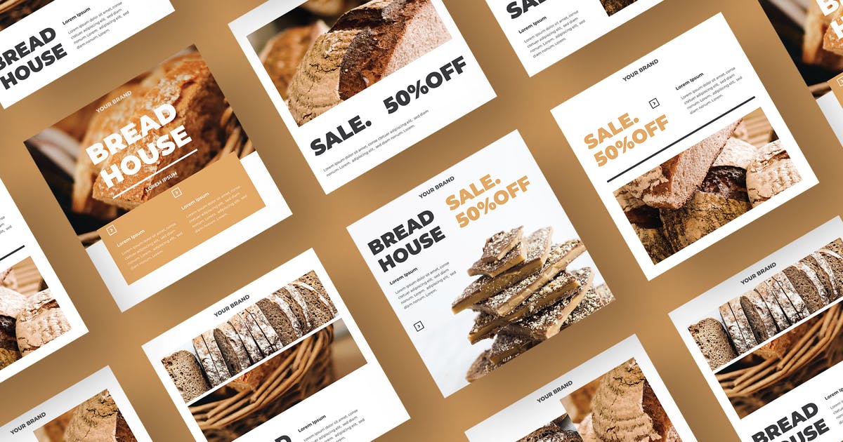 自媒体社交媒体面包烘培品牌广告设计模板素材库精选AI&EPS SRTP – Social Media Kit.102插图