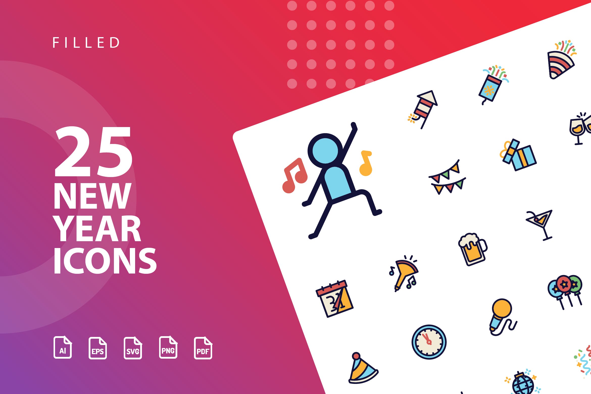 25枚新年主题矢量填充图标 New Year Filled  Icons插图