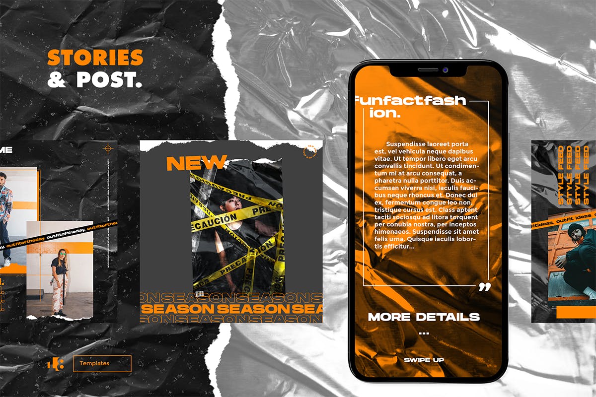 塑料胶纸纹理背景Instagram贴图设计模板素材库精选v3 Instagram Template vol.3插图(5)