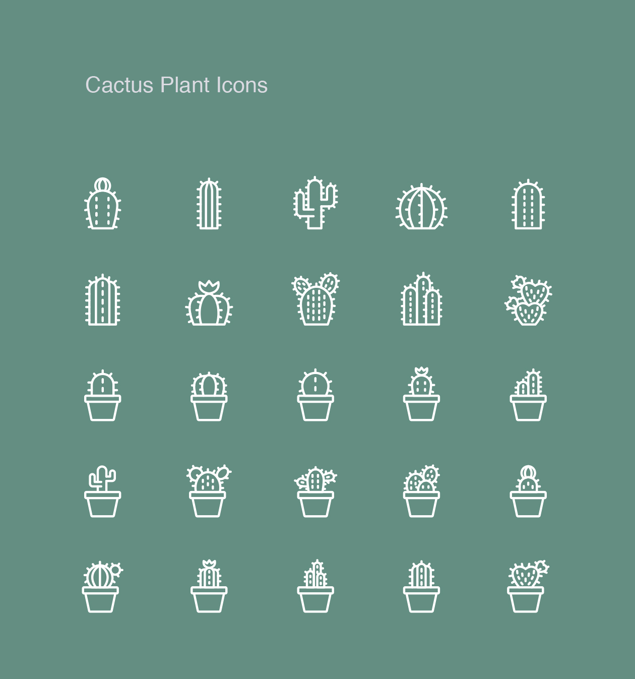仙人掌植物矢量图标下载 Cactus Plant Icons插图