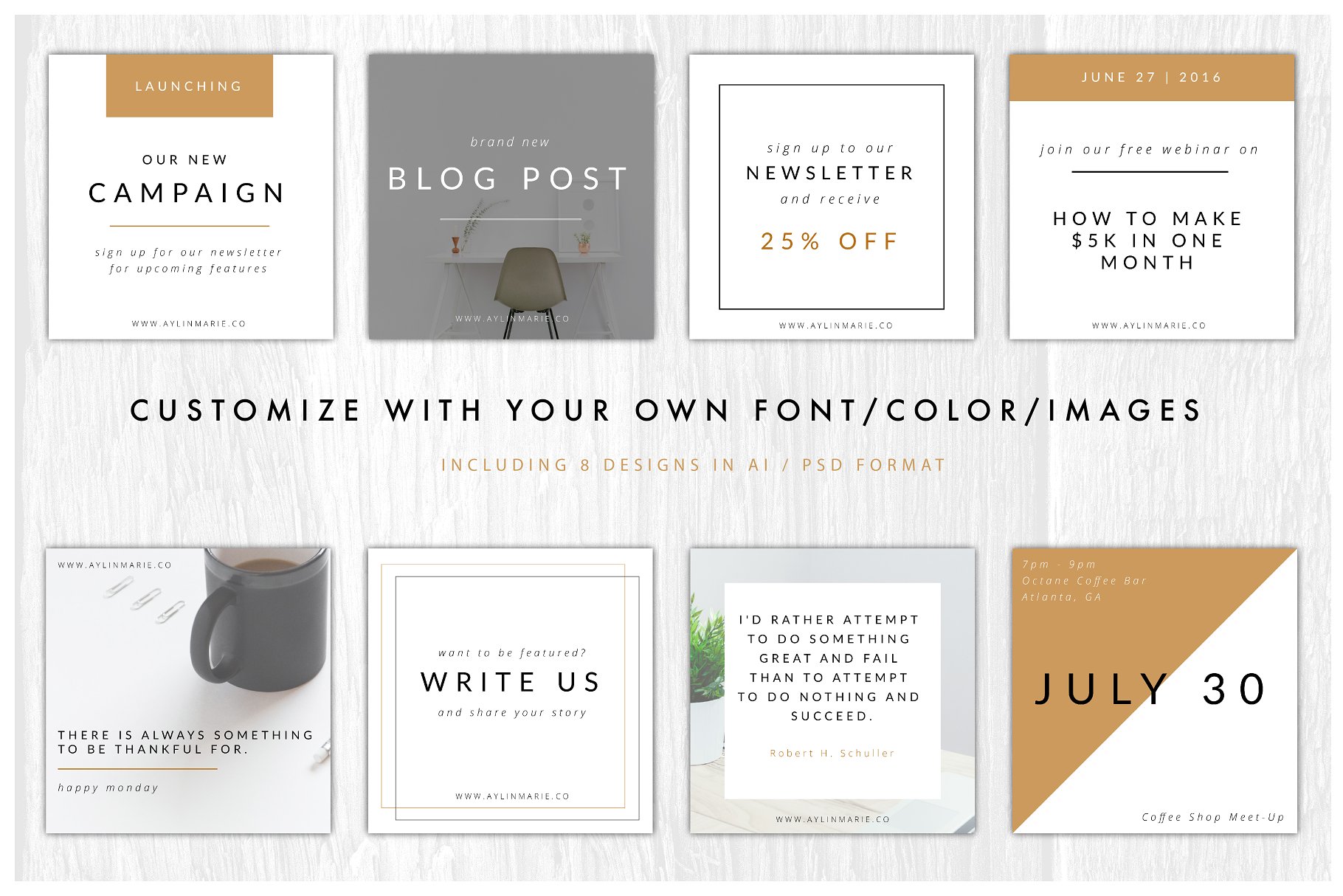 极简主义Instagram贴图素材合集 The Blogger – Minimal Instagram Pack插图(1)