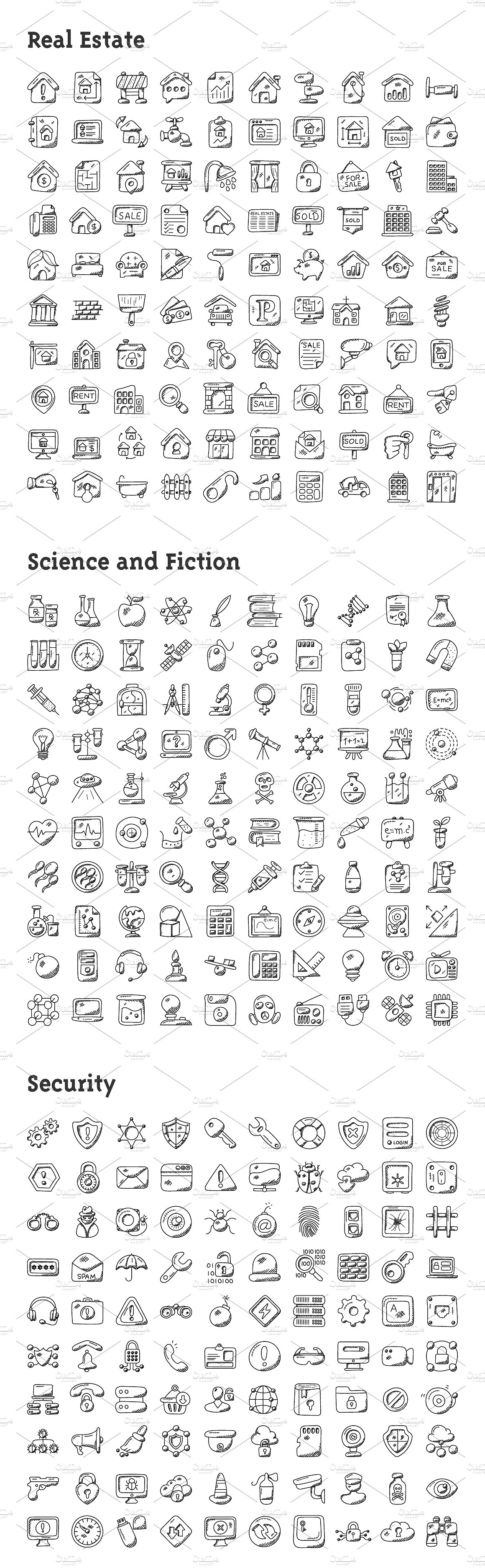 4074枚纯手工绘制涂鸦图标合集 4074 Hand Drawn Doodle Icons插图(11)