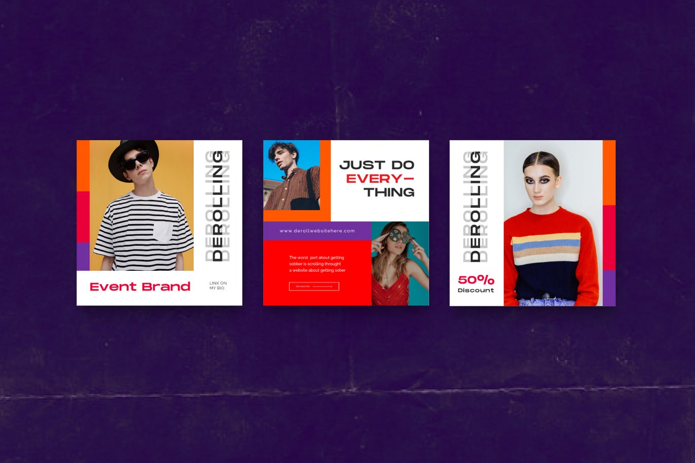 色彩主页Instagram贴图&品牌故事设计素材包v2 DEROLL PACK 2- Instagram Template + Strories插图(5)