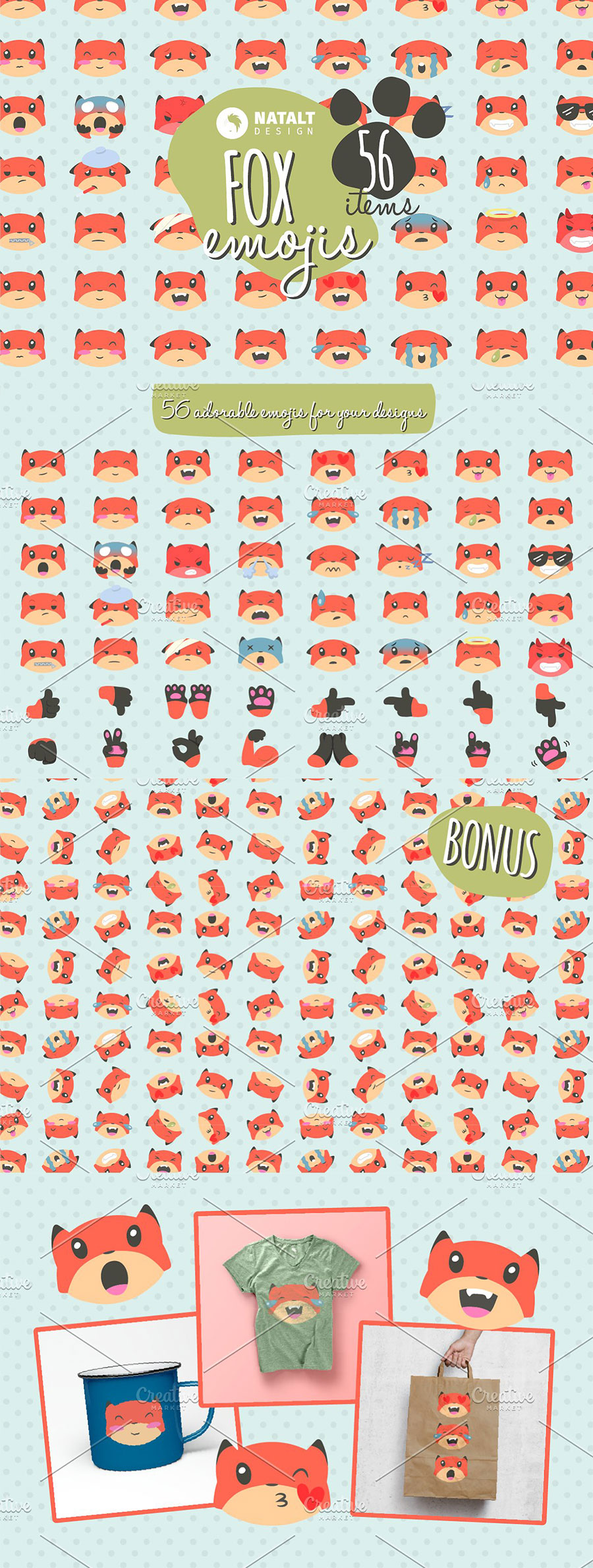 绘制精美的狐狸表情素材包[EPS]插图