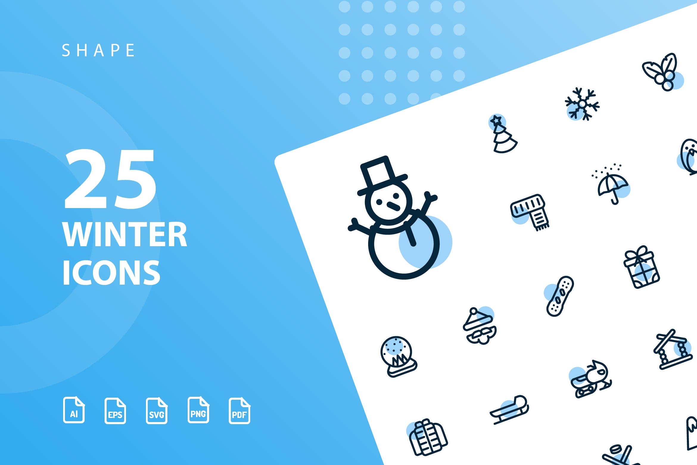 25枚冬天主题矢量阴影素材库精选图标v1 Winter Shape Icons插图