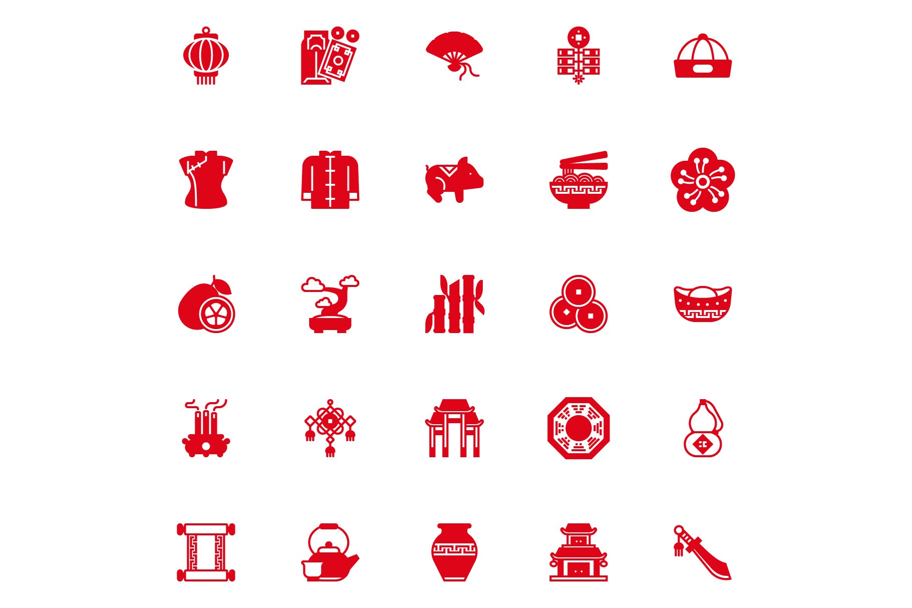 25枚中国新年主题矢量符号图标v1 Chinese New Year Glyph插图(3)