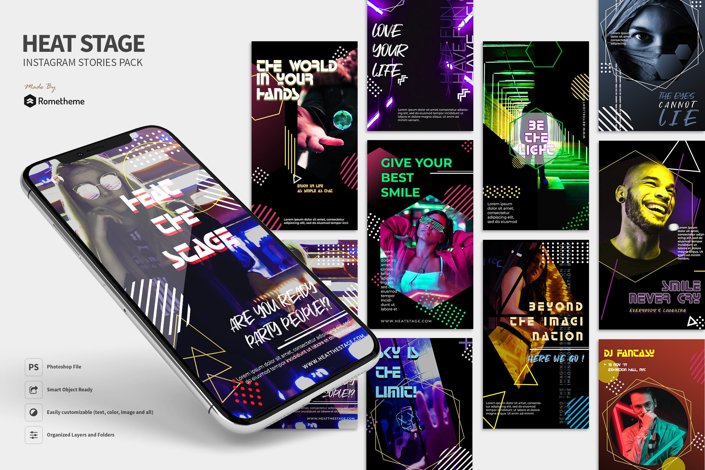 孟菲斯风格Instagram社交平台品牌故事设计模板素材库精选 Heat Stage – Activity Instagram Stories RY插图