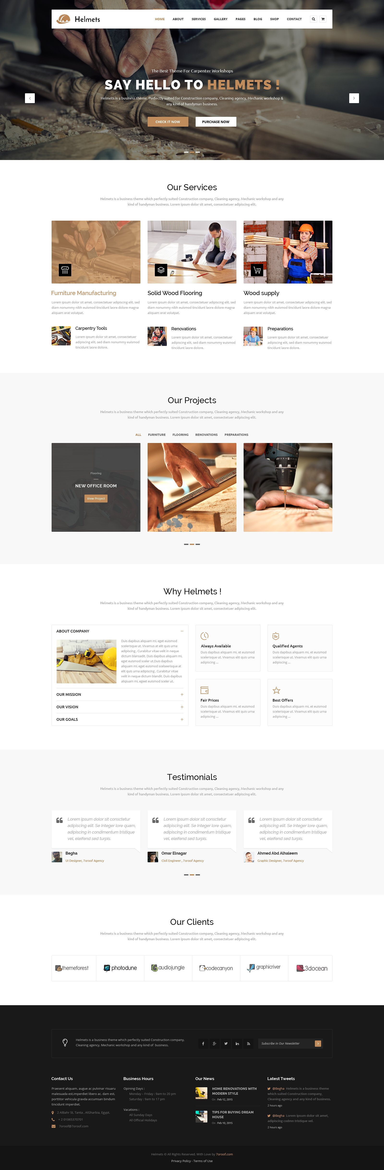 工业企业网站模板素材库精选 Helmets – PSD Template for Handyman插图(7)