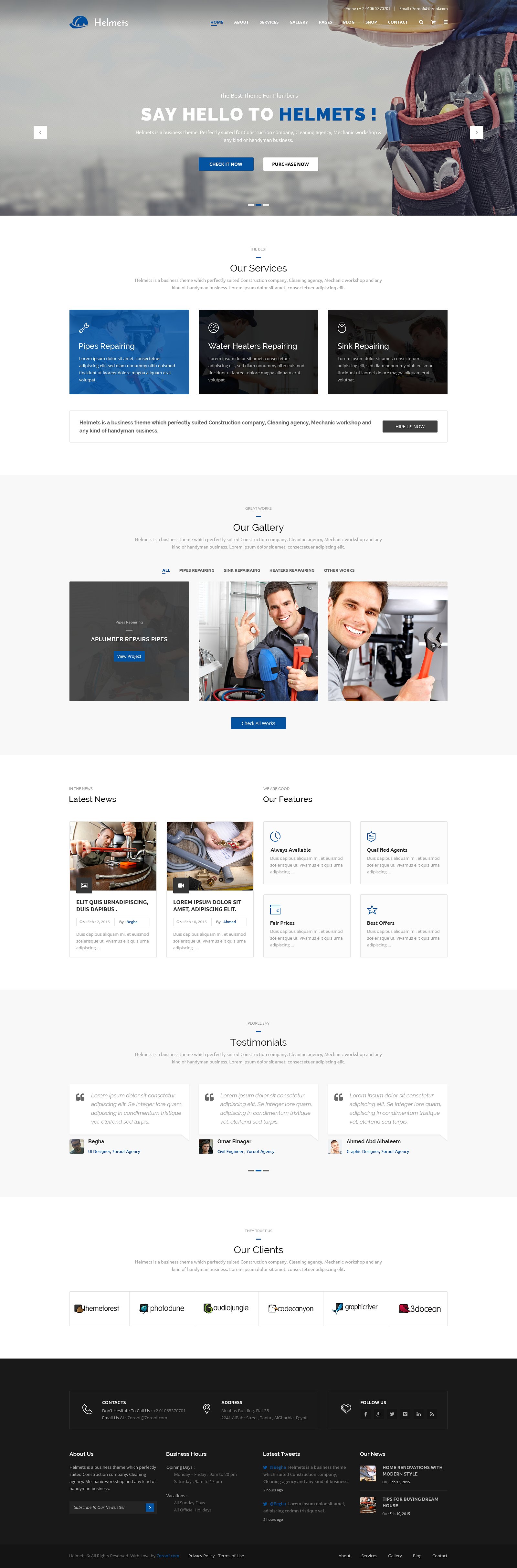 工业企业网站模板素材库精选 Helmets – PSD Template for Handyman插图(2)