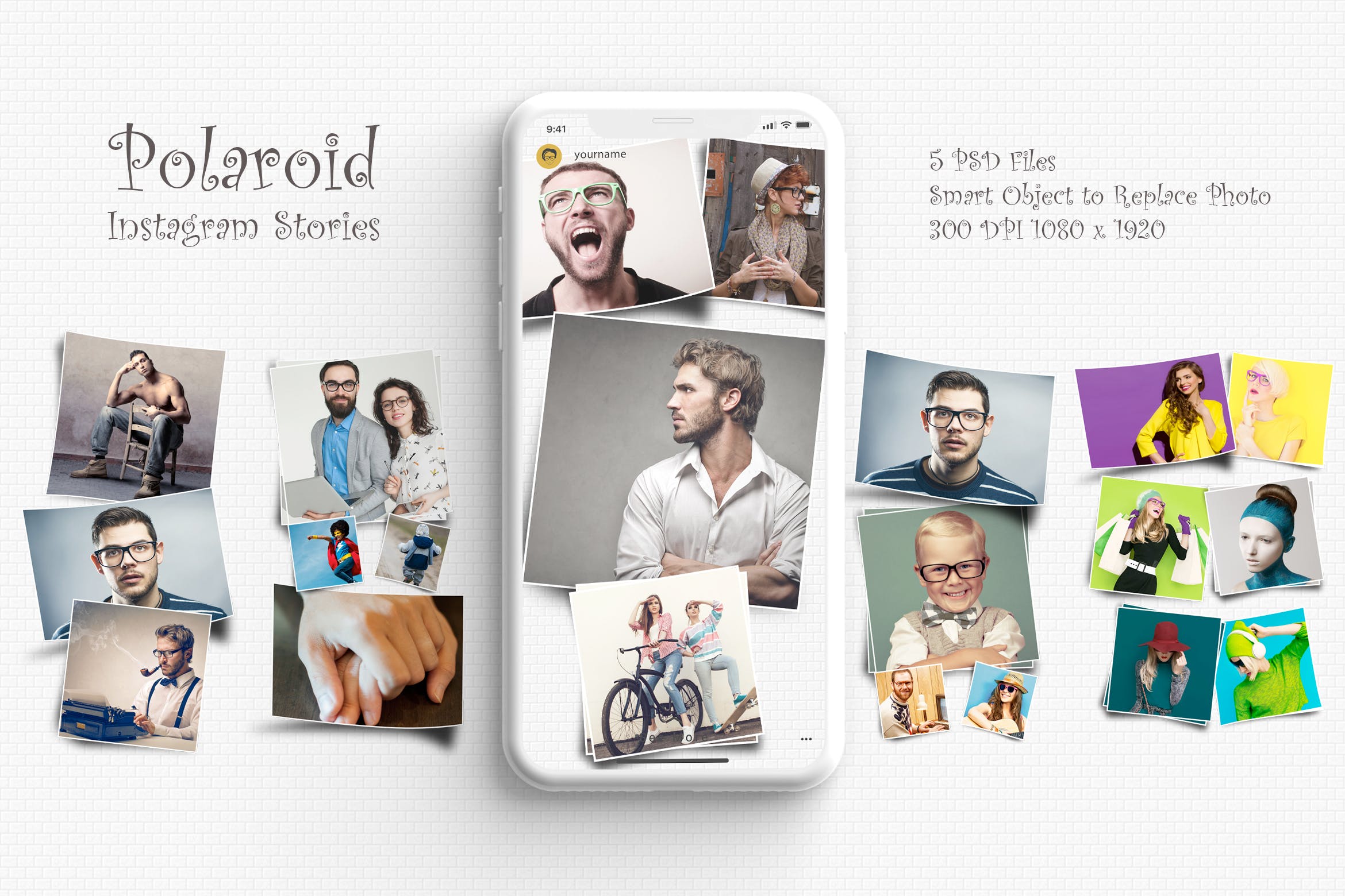 宝丽来风格照片贴图Instagram故事模板素材库精选 Polaroid Photo Instagram Stories插图