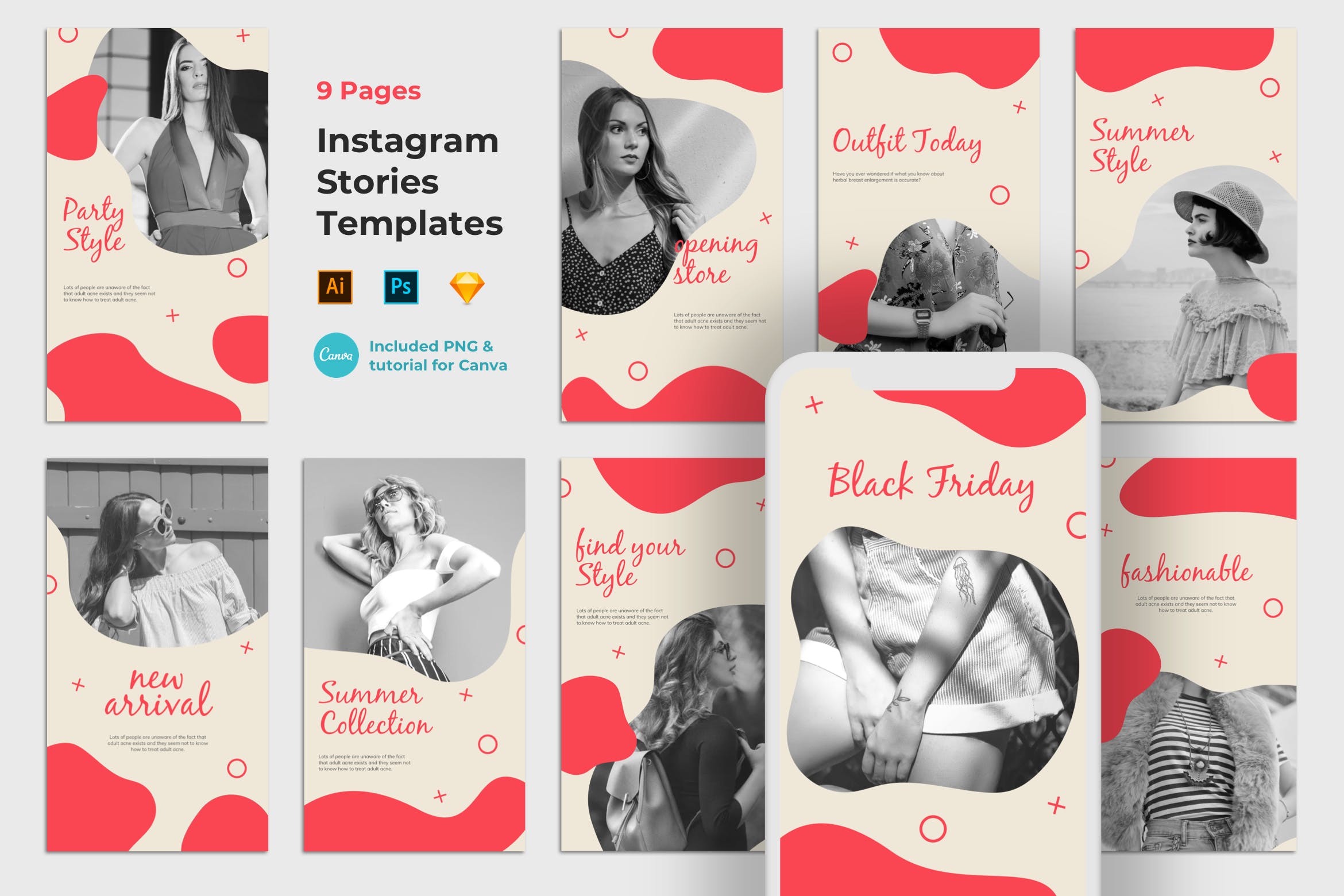 液体设计风格Instagram品牌故事模板素材库精选素材 Instagram Story Templates – Liquid Design插图