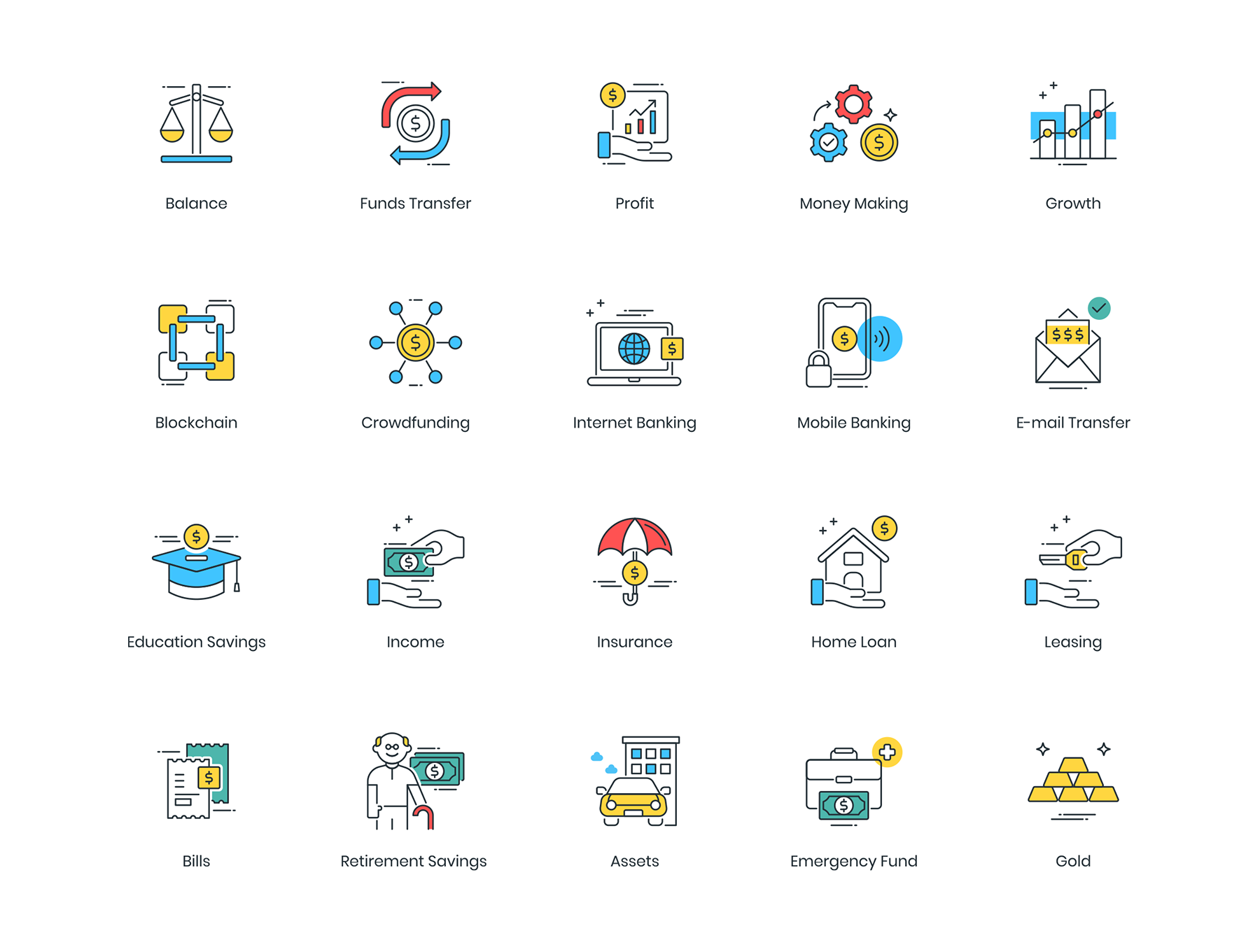 现代金融产业图标套装下载[Ai]插图(2)