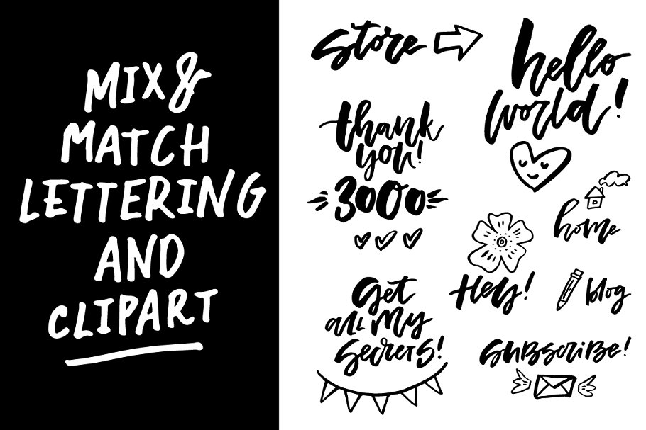 创意社交媒体运营必备套装[字体/剪贴画/贴图模板素材库精选] Social Media Lettering Kit插图(7)